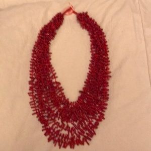FIRM PRICE!  RED CORAL 16” BIB NECKLACE